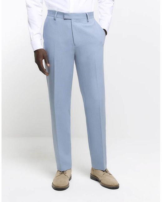 River Island Blue Textured Suit Trouser for men