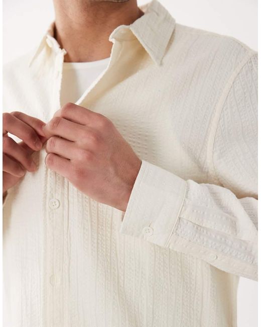 ASOS White Regular Fit Crinkle Shirt for men