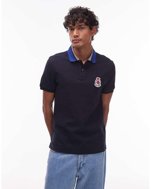 Tommy Hilfiger Regular-Fit Poloshirt Met Visgraat Kraag in het Blue voor heren