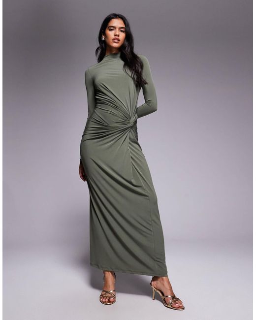 DASKA Exclusive High Neck Maxi Dress in Gray | Lyst
