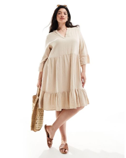 ONLY Natural Woven Tiered Dress