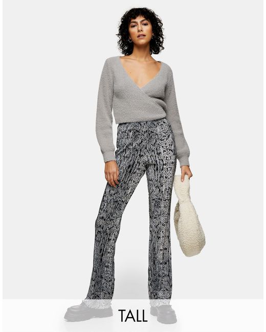 TOPSHOP Tall Plisse Flared Trousers in 