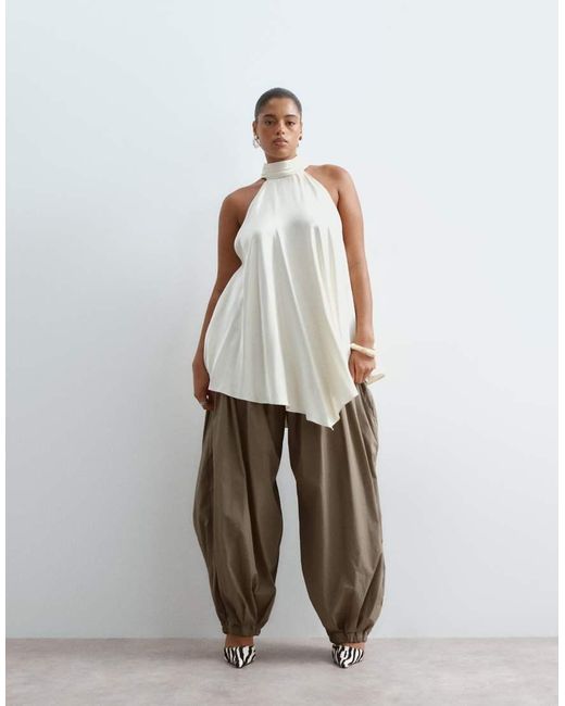 ARRANGE Green Curve Waist Seam Balloon Leg Trousers