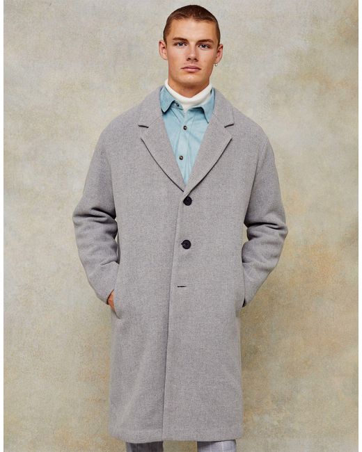 TOPMAN Dropped Shoulder Coat With Wool in Grey (Grey) for Men - Lyst