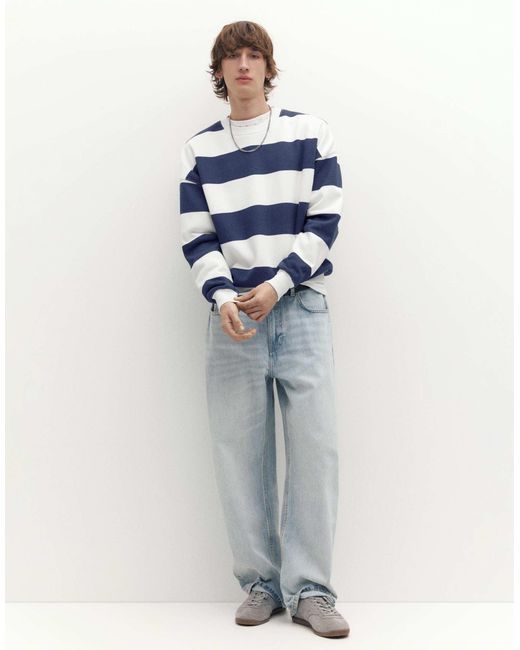 Pull&Bear – basic-sweatshirt in Blue für Herren
