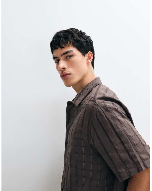 ASOS Brown Oversized Textured Shirt for men