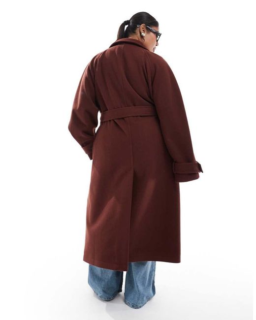 ASOS Red Asos Design Curve Funnel Neck Longline Formal Trench Coat