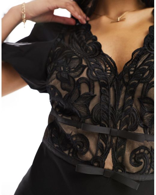 Lipsy Black Lace Detail Midi Dress