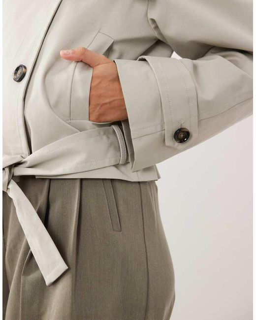 Mango Gray Cropped Trench
