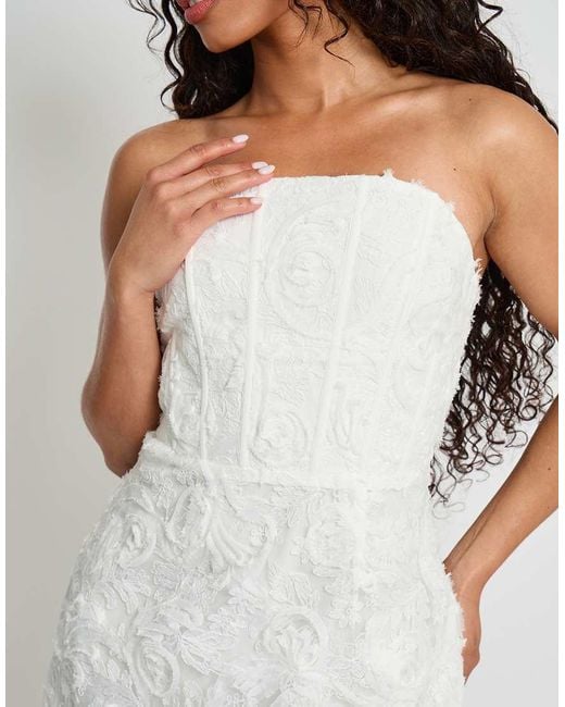 Public Desire White Lace Up Corset Bodice Textured Mini Dress