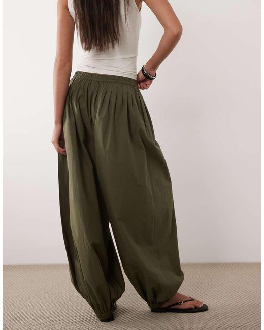 ARKET Green Pure Cotton Balloon Pants