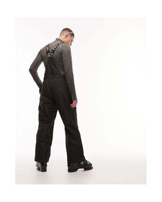 Topman Black Sno Straight Leg Ski Dungaree for men