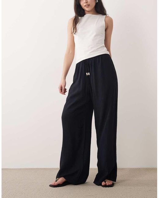 Abercrombie & Fitch Blue Wide Leg Tie Up Waist Trousers