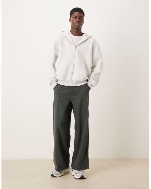 ASOS Natural Oversized Hoodie With Text Back Print for men