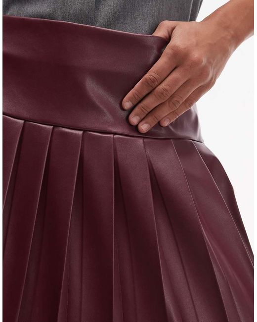 ASOS Red Pu Pleated Mini Skirt