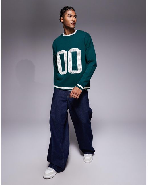 Pull oversize en maille texturée à imprimé 00 - foncé ASOS pour homme en coloris Gray