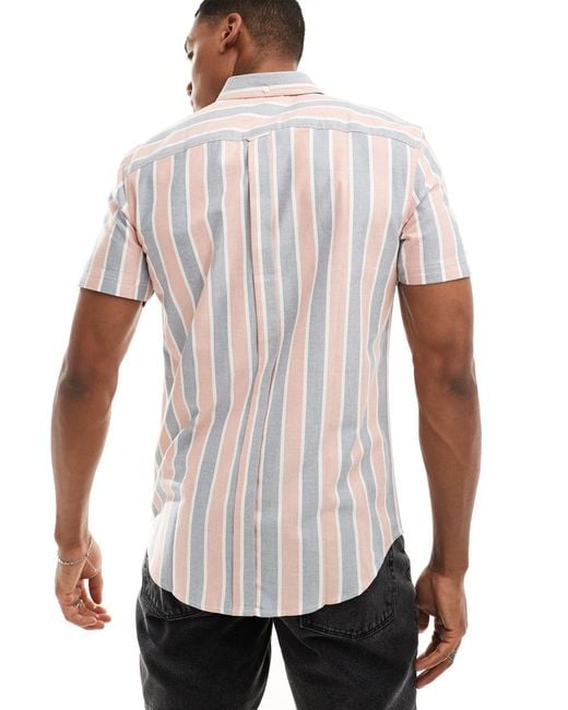 Ben Sherman Brown Short Sleeve Oxford Stripe Shirt for men
