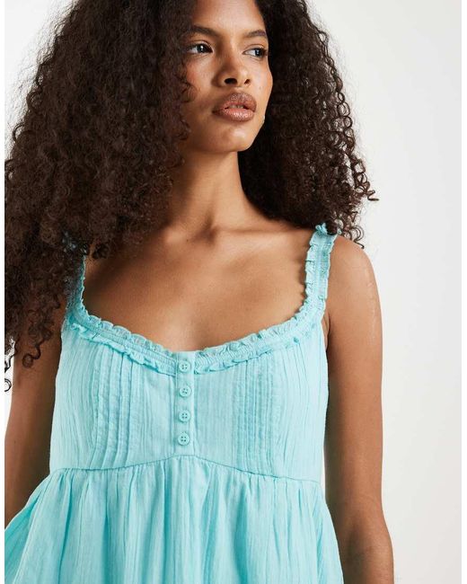 Hollister Blue Longline Babydoll Cami Tunic