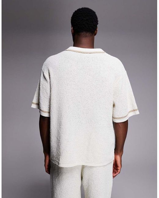 Good For Nothing White Co-ord Knitted Shirt for men