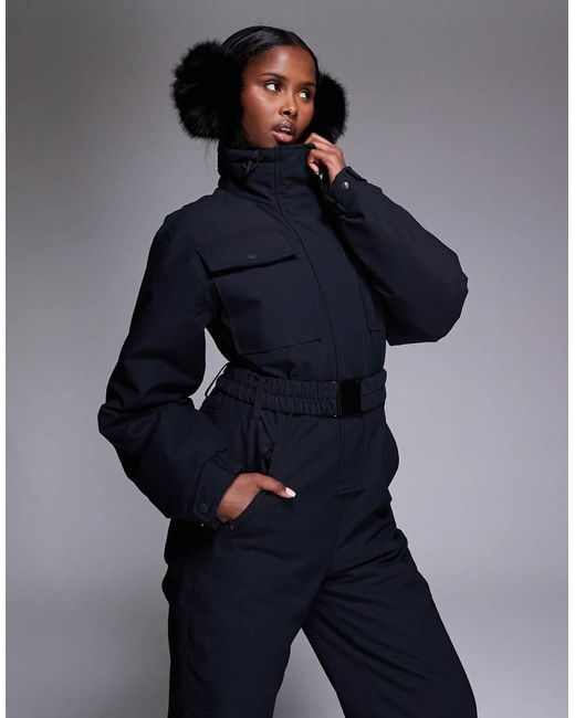 ASOS 4505 Ski & Snow Blue Asos 4505 Ski Retro Belted Ski Suit With Funnel Neck