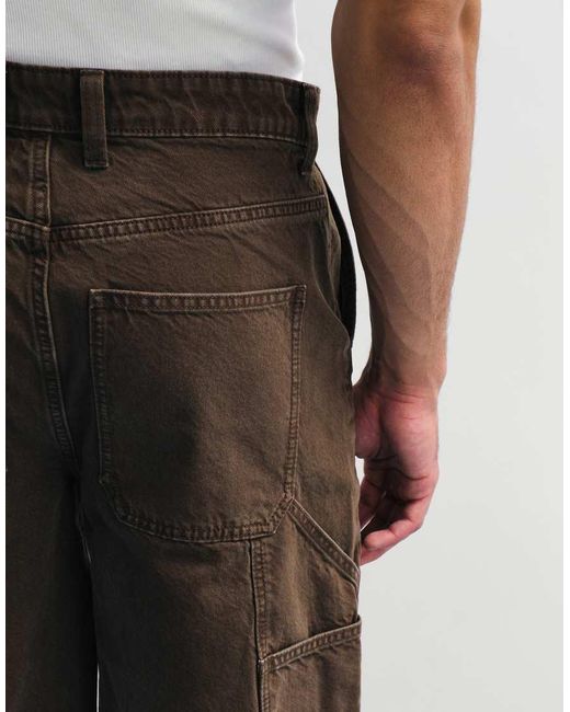 ASOS Natural Loose Denim Carpenter Jorts for men