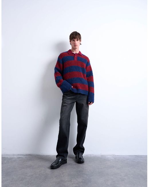 Topman – relaxed-fit-strickpullover in Blue für Herren