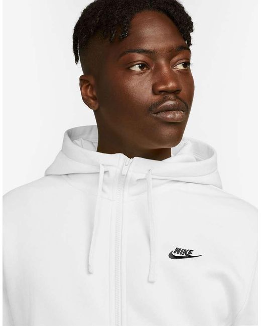 Nike White Club Full Zip Hoodie for men