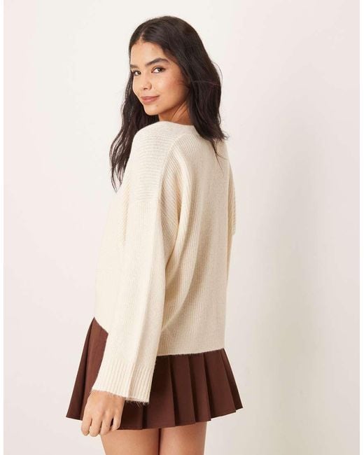 Miss Selfridge Natural V Neck Knitted Jumper