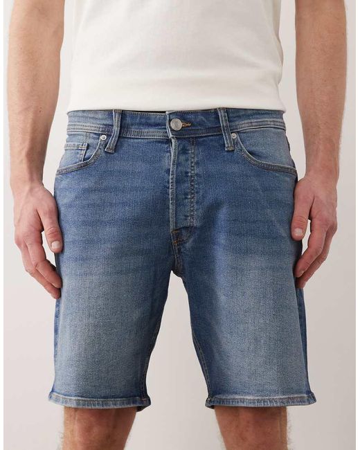 Jack & Jones Blue Rick Slim Denim Shorts for men