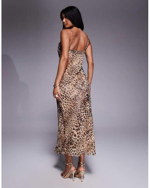Vestido Largo De Tirantes Con Estampado De Leopardo De Mango de color Brown