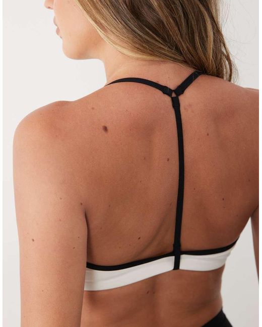 BO+TEE Black Soft Active Light Support Sweetheart Contrast Trim Sports Bra