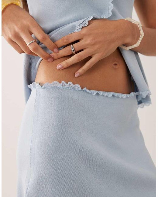 Mango Blue Asad Knitted Mini Skirt Co-ord