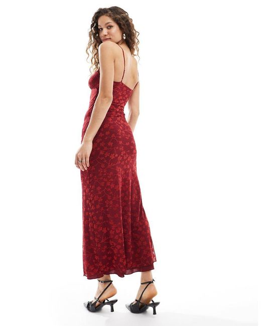 Motel Red Darsih Locked Floral Cami Maxi Dress