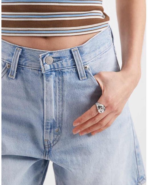 Levi's Blue Cinch Waist Mid-thigh Denim Shorts