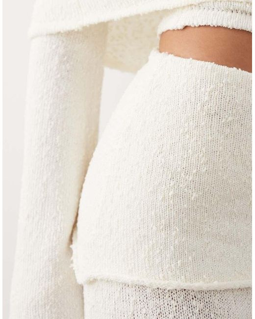 Wanderdoll Natural Yasmin Boucle Knit Dramatic Foldover Maxi Skirt Co-Ord