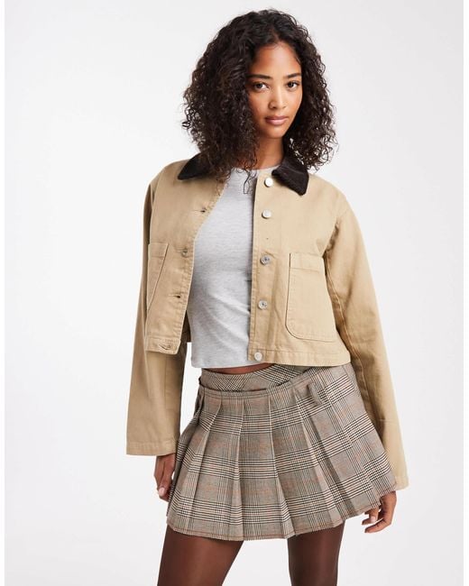 ASOS Natural Crop Denim Barn Jacket