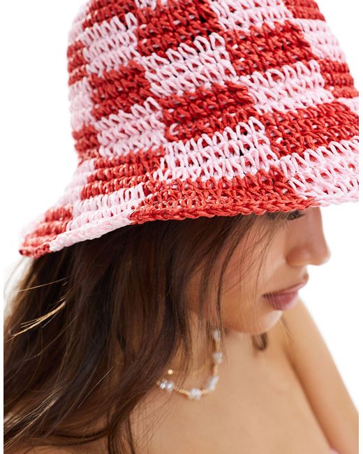 South Beach Red Checkerboard Bucket Hat