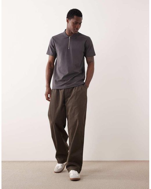 ASOS Gray Breathemax Heavyweight Regular Fit Zip Polo for men