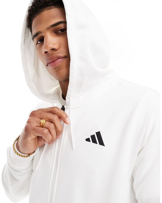 Sudadera blanca con capucha y cremallera teamwear club Adidas Originals de hombre de color White