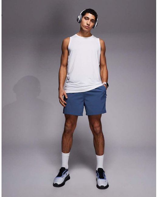 4505 Blue Icon Training Sleeveless Loose Fit Tank With Quick Dry for men