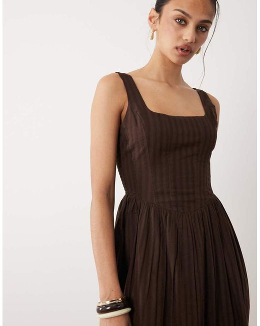 Cotton On Natural Corset Style Drop Waist Maxi Dress