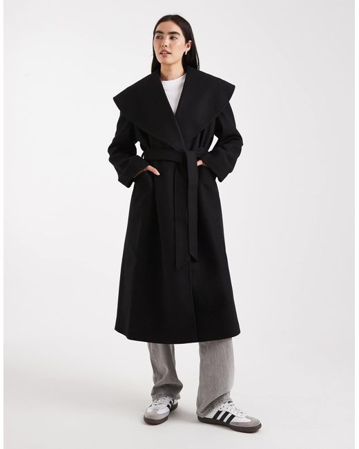 Miss Selfridge Black Formal Wrap Coat