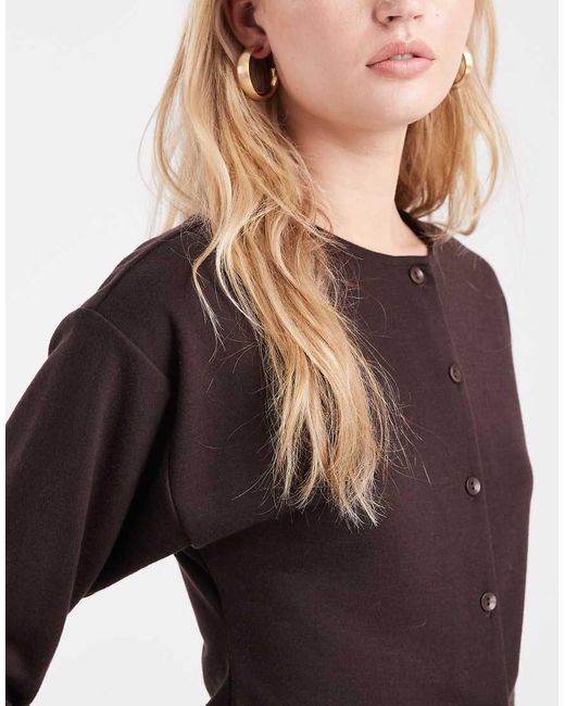 ASOS Black Interlock Longline Split Front Cardigan