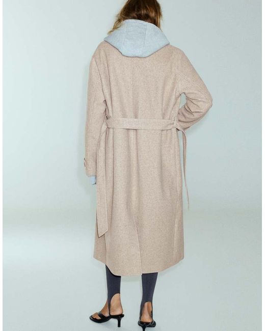 Pull&Bear Brown Long Belted Coat
