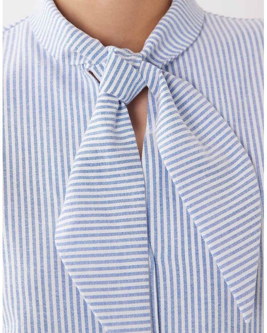 ASOS White Maxi Shirt Dress With Scarf Neck Detail