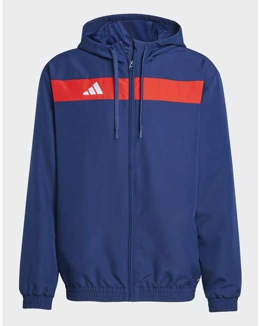 Sudadera Azul Marino Y Roja Con Capucha Tiro 25 Essentials De Adidas Originals de hombre de color Blue