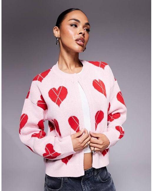 River Island Red Argyle Cardigan