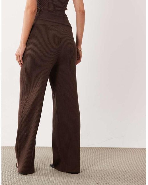 ASOS Brown Rib Knit Straight Leg Trouser Co-Ord
