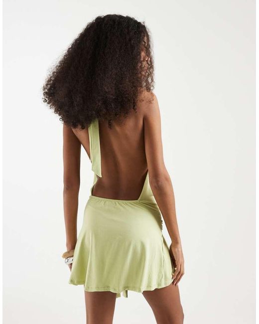 Motel Green Vakali Halter Neck Backless Mini Dress