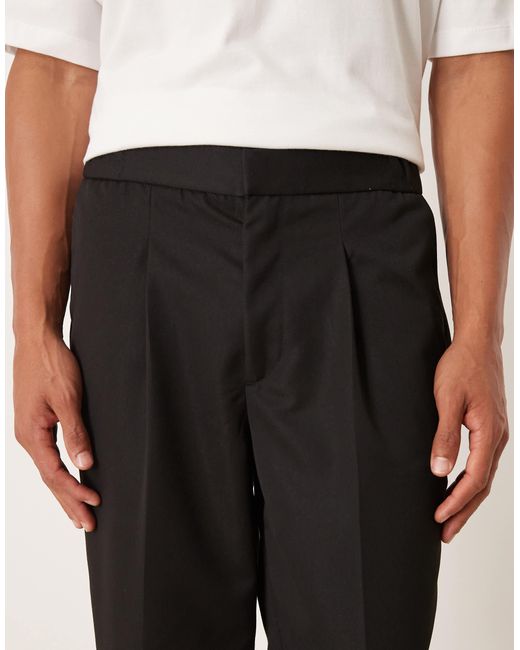 ASOS White Smart Straight Leg Trouser With Part Elastic Waistband for men